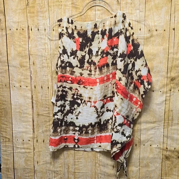 Vince Camuto | Brown Orange White Tie Dye | Tank | Size 0 | Business Casual Chic - Picture 2 of 8